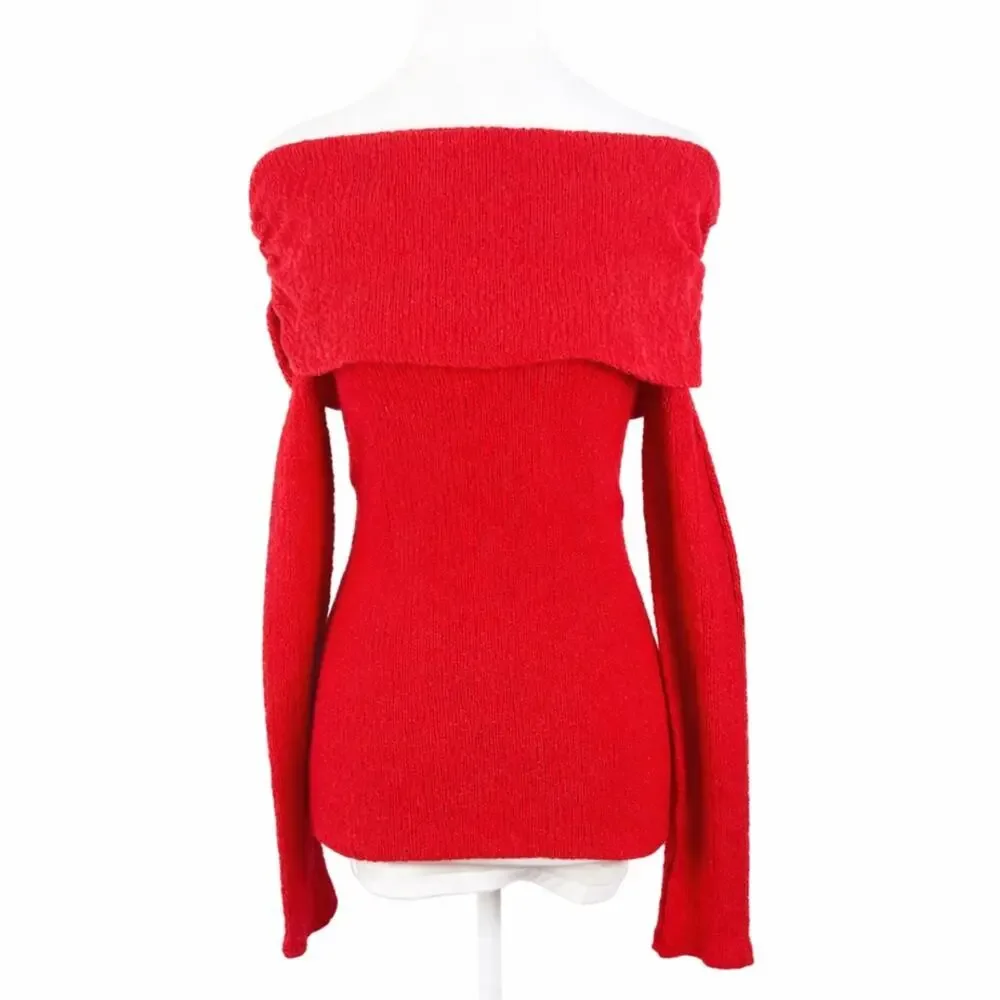 Zara Off The Shoulder Knit Top Red Size Small